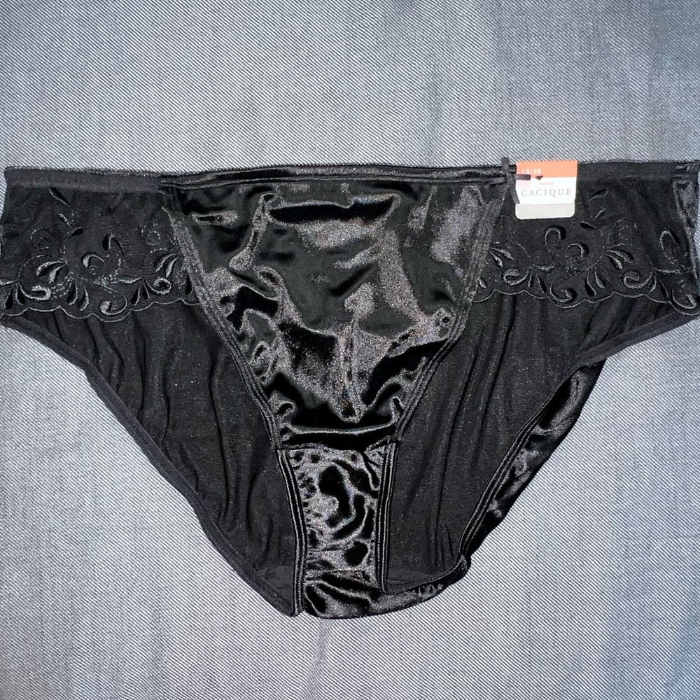 NWT Cacique Black Satin and Lace Hipster Size 18/20